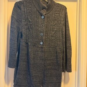 Gray Button-Up Knit Cardigan